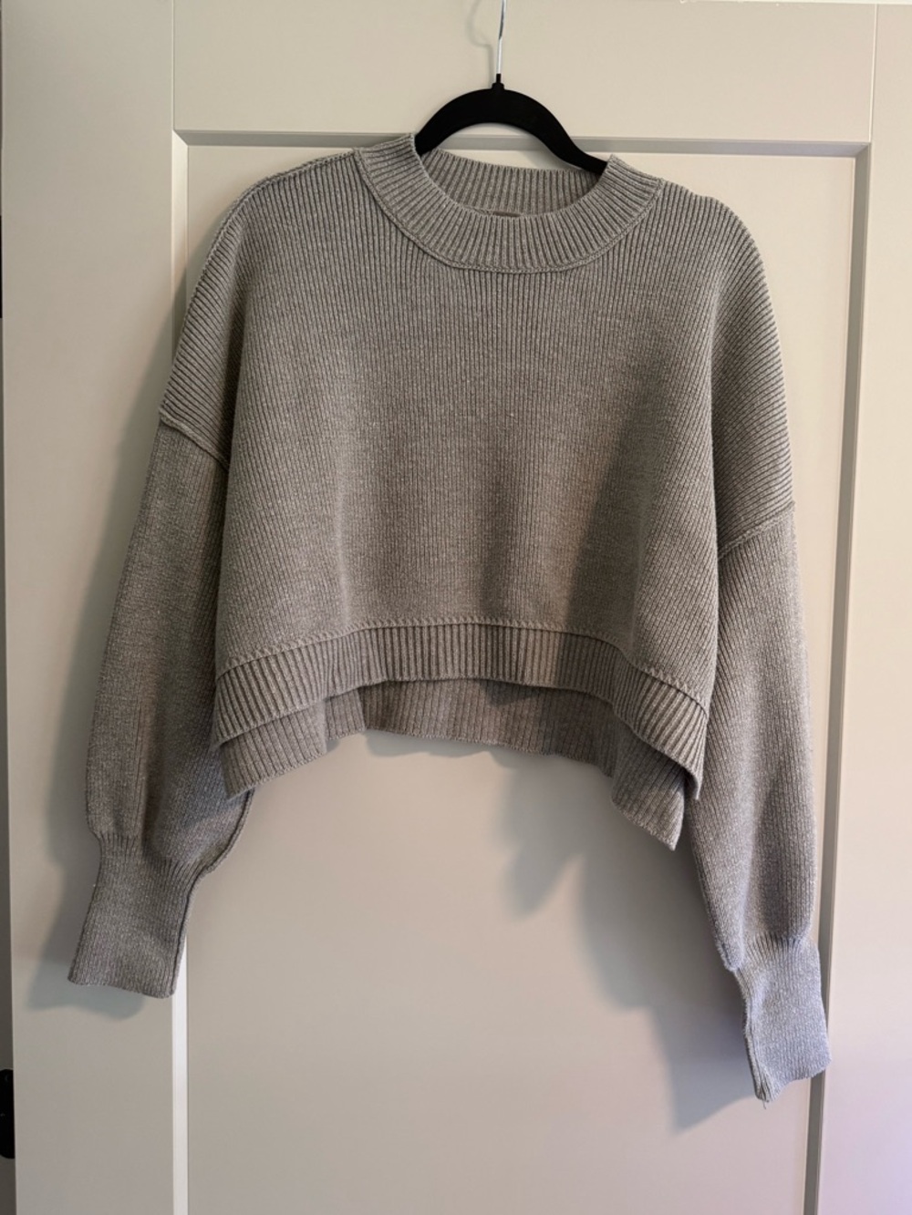 Free People Easy Street Crop Pullover Sweater Grey, size S, like new! - Picture 2 of 5
